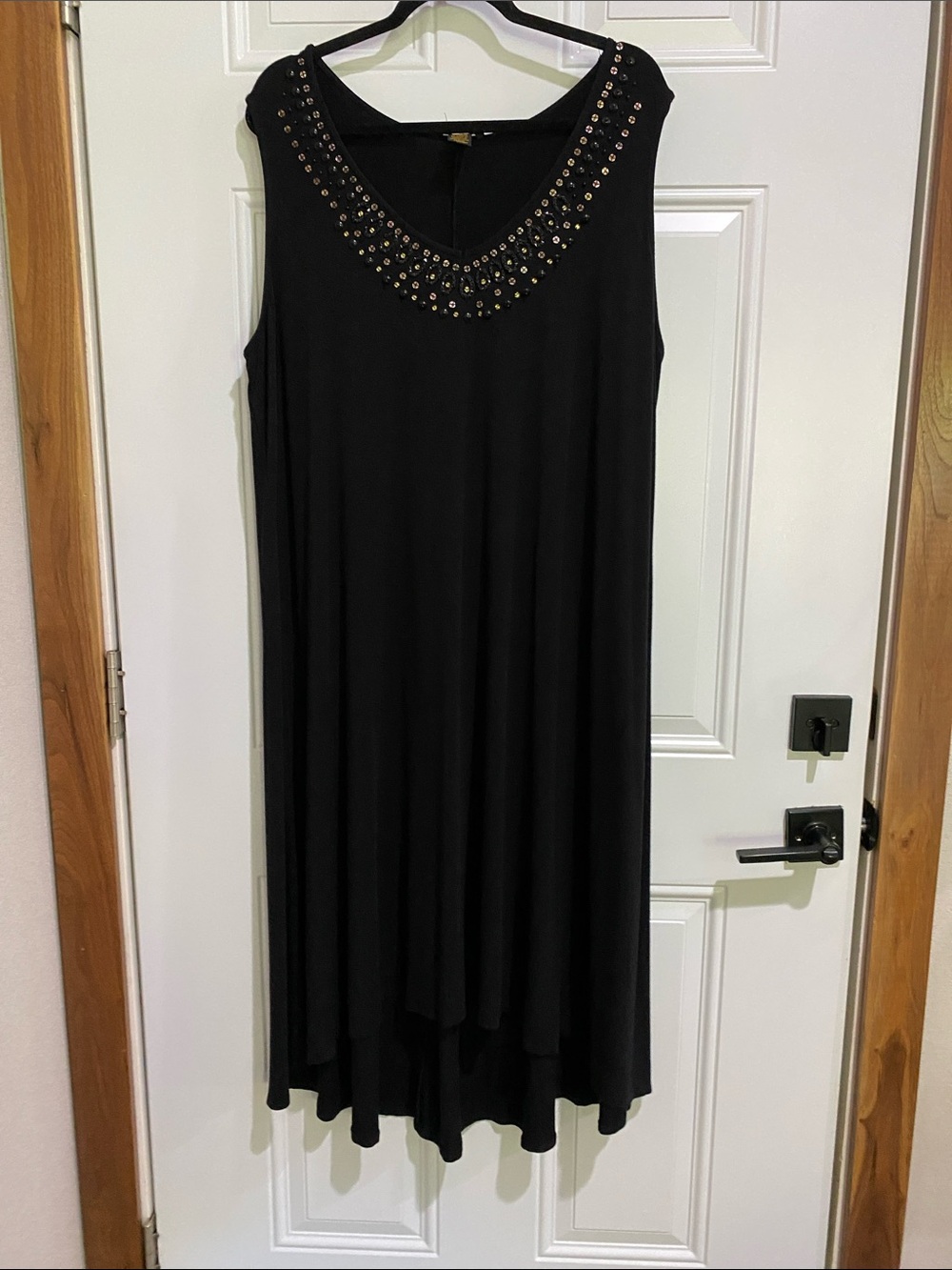 Sleeveless Black Embellished Neckline Women's Dress